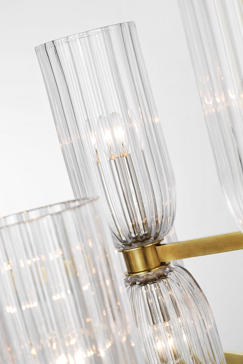 Asalea Medium Two-Tier Chandelier | Hand-Rubbed Antique Brass | Clear Glass