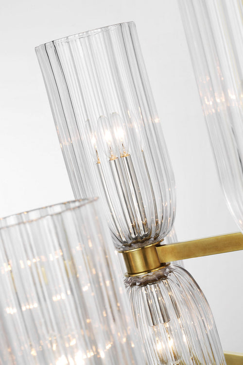 Asalea Medium Two-Tier Chandelier | Hand-Rubbed Antique Brass | Clear Glass