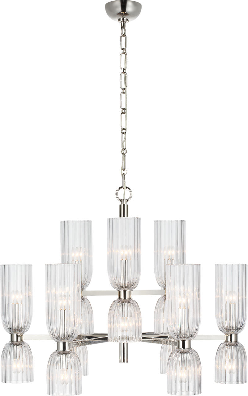 Asalea Medium Two-Tier Chandelier | Polished Nickel | Clear Glass