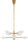Graphic Large Two-Tier Chandelier | Hand-Rubbed Antique Brass | White Shades
