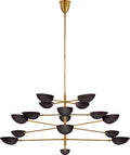 Graphic Grande Four-Tier Chandelier | Hand-Rubbed Antique Brass | Black Shades