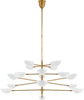 Graphic Grande Four-Tier Chandelier | Hand-Rubbed Antique Brass | White Shades