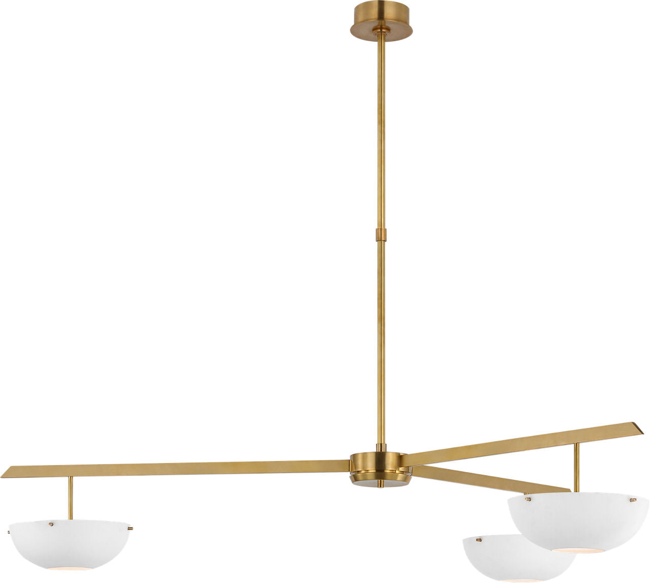 Valencia Extra Large Three Light Chandelier | Hand-Rubbed Antique Brass | Matte White