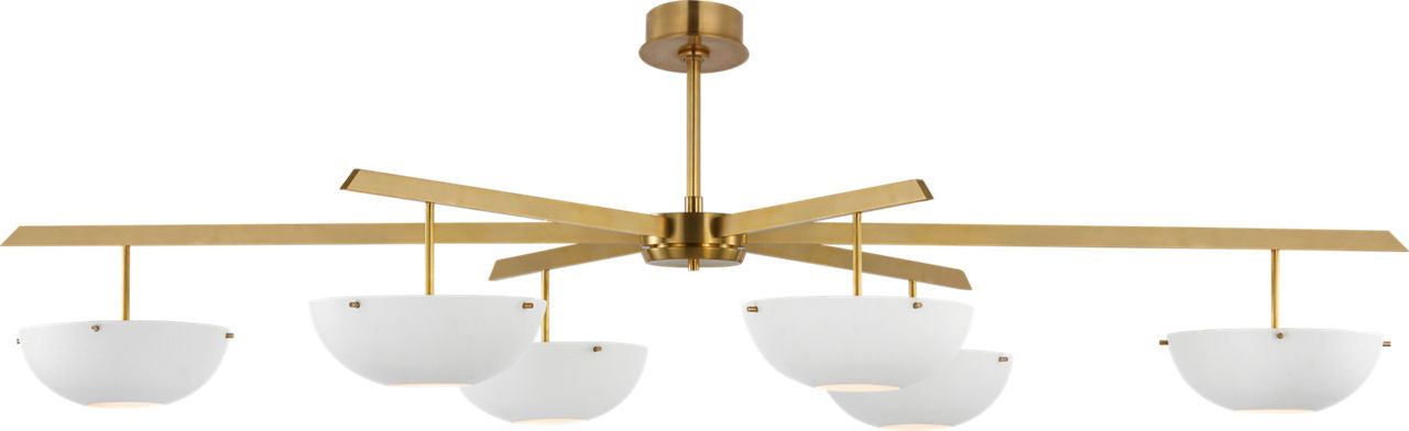 Valencia Grande Six Light Chandelier | Hand-Rubbed Antique Brass | Matte White