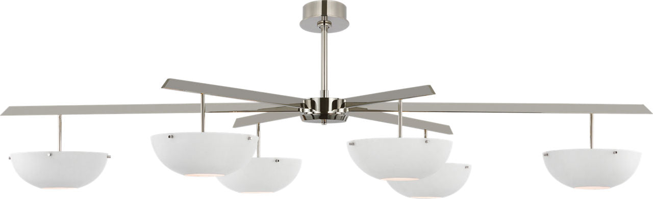 Valencia Grande Six Light Chandelier | Polished Nickel | Matte White