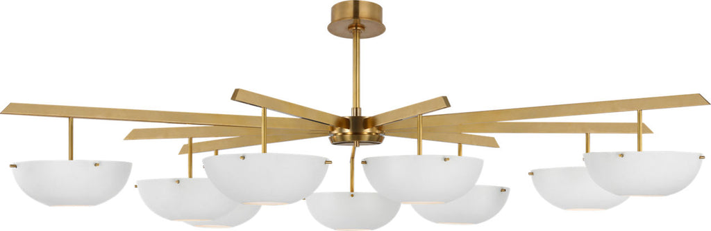 Valencia Grande Nine Light Chandelier | Hand-Rubbed Antique Brass | Matte White