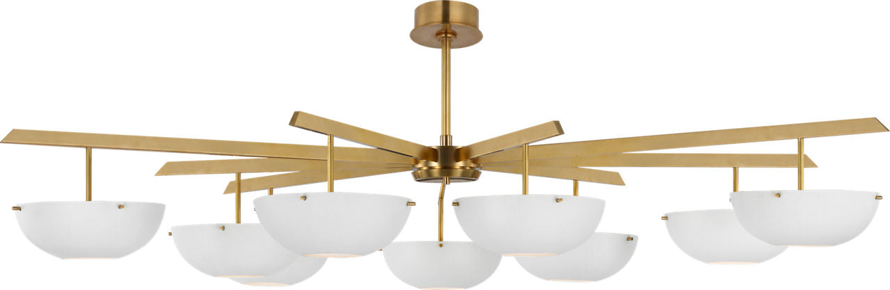 Valencia Grande Nine Light Chandelier | Hand-Rubbed Antique Brass | Matte White