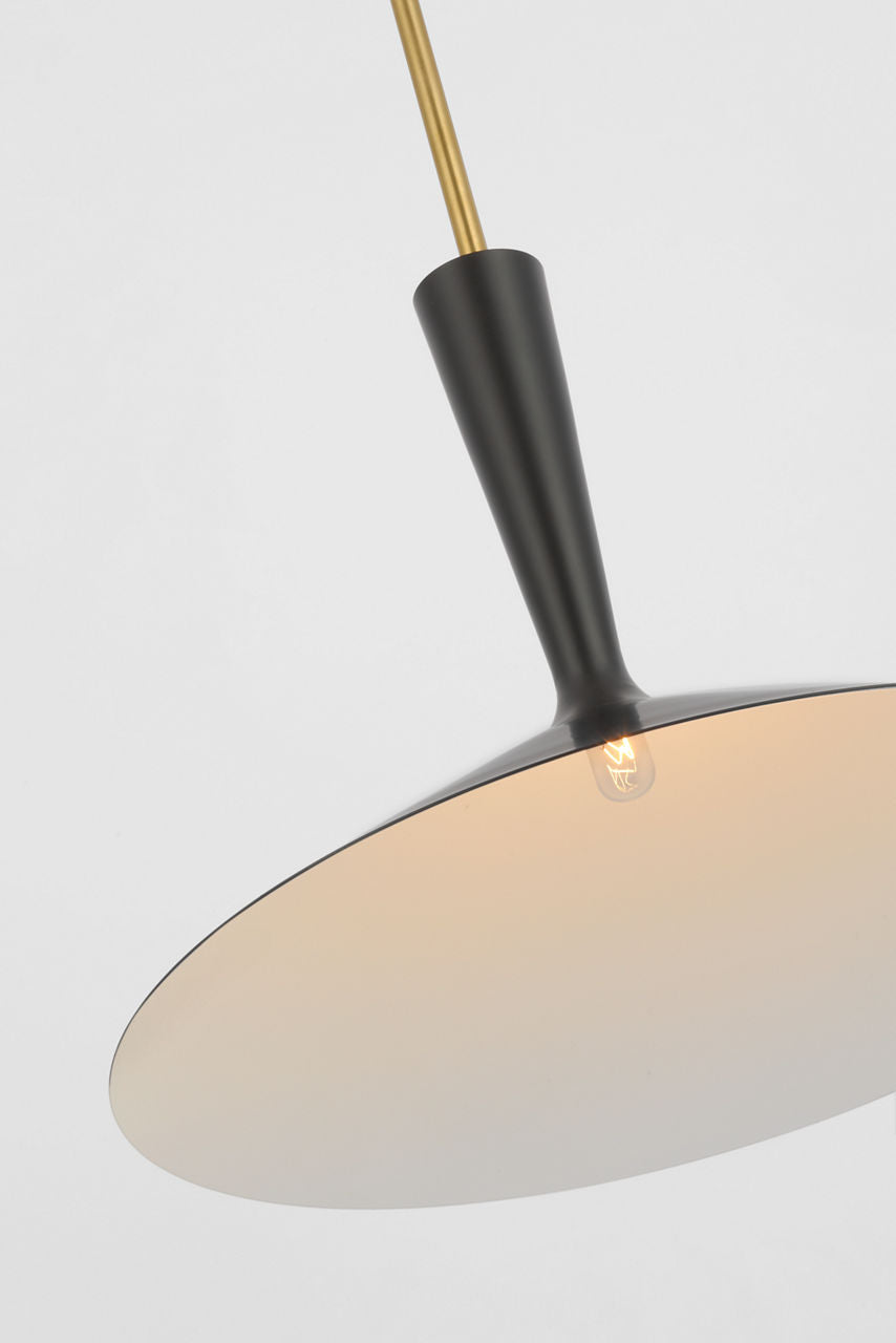 Rosetta Large Pendant | Matte Black and Hand-Rubbed Antique Brass