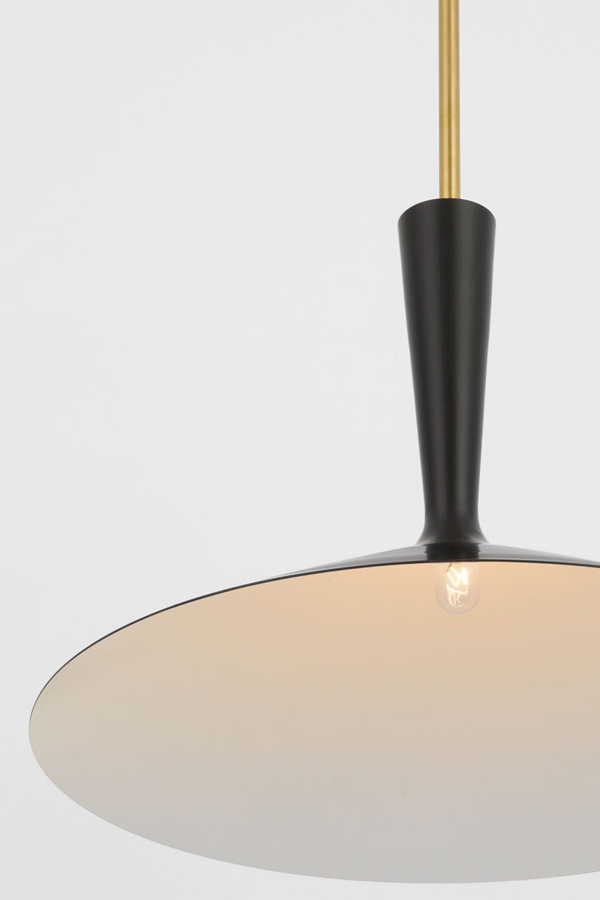 Rosetta Large Pendant | Matte Black and Hand-Rubbed Antique Brass