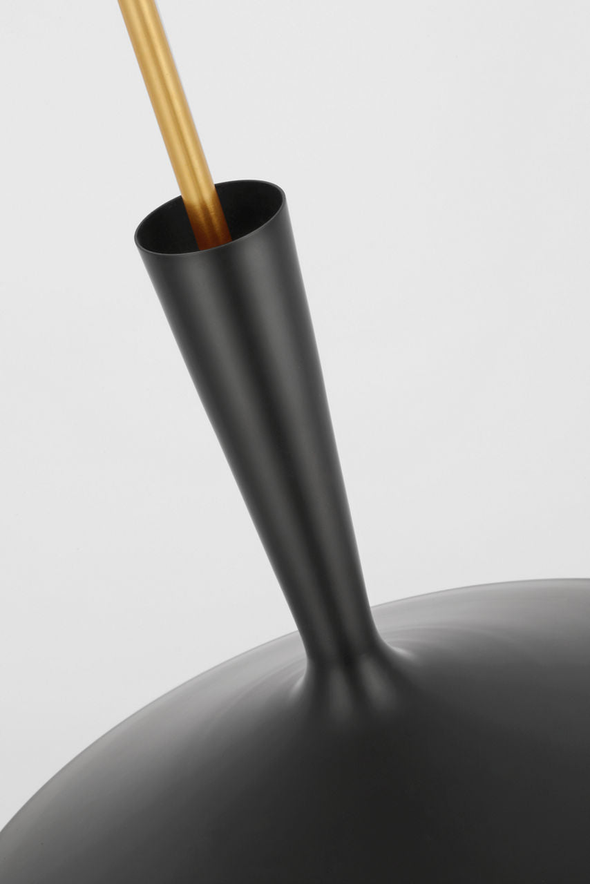 Rosetta Large Pendant | Matte Black and Hand-Rubbed Antique Brass