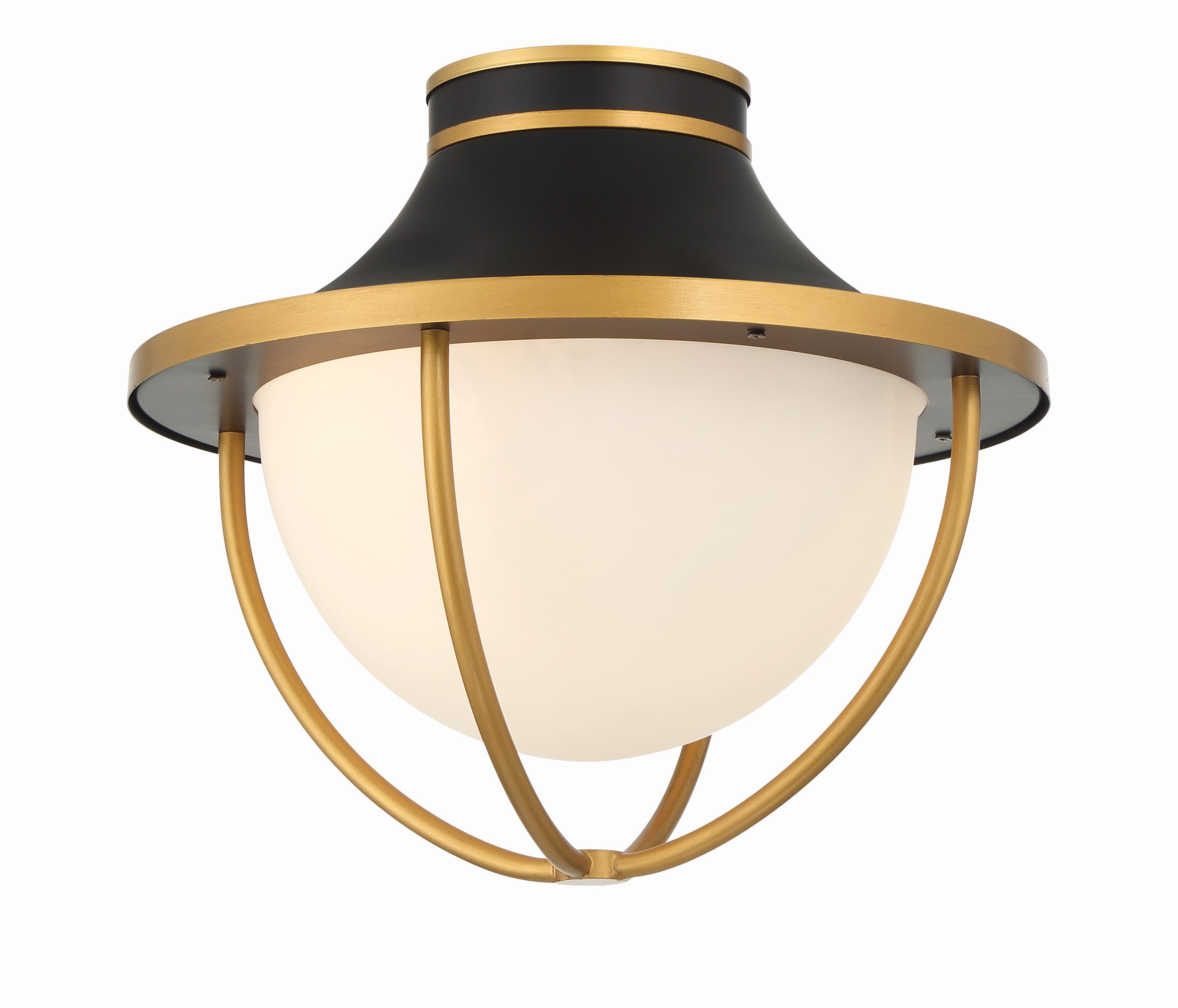Atlas 13.5'' Matte Black + Textured Gold Outdoor Semi Flush Mount