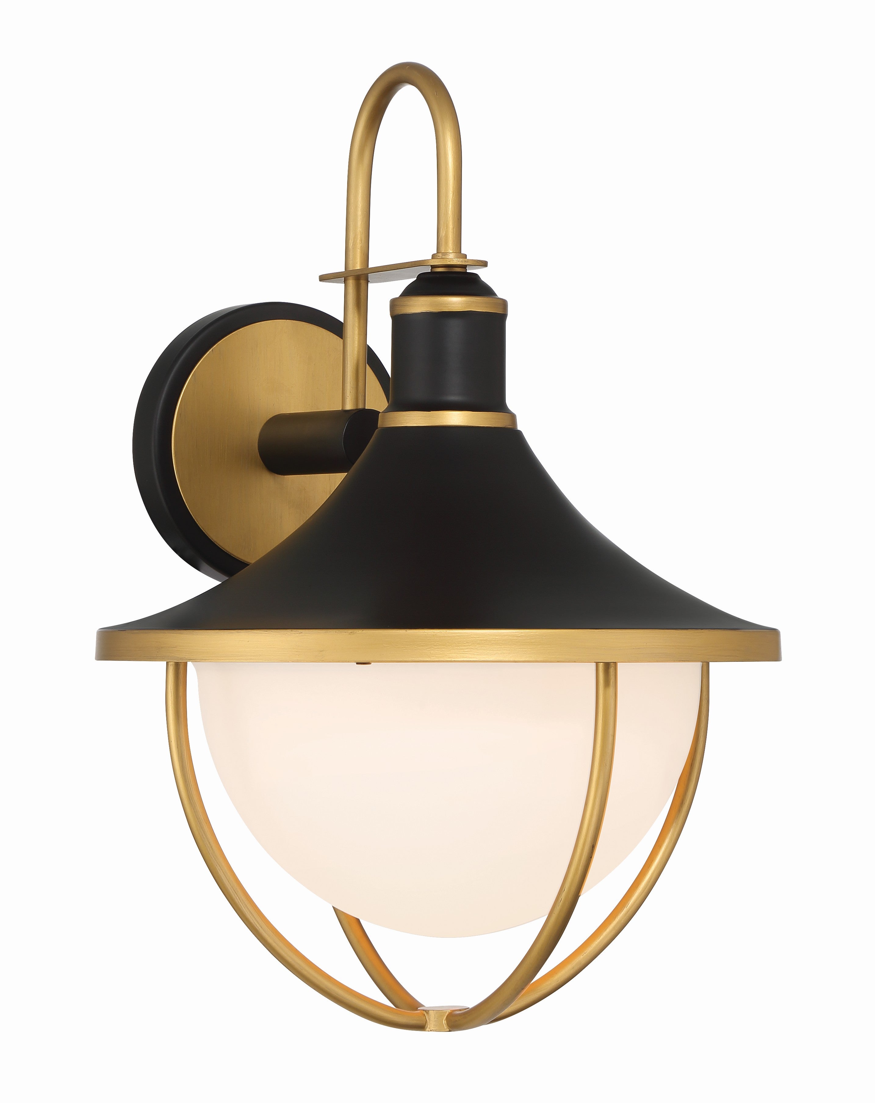 Atlas 13.5'' Matte Black + Textured Gold Outdoor Sconce