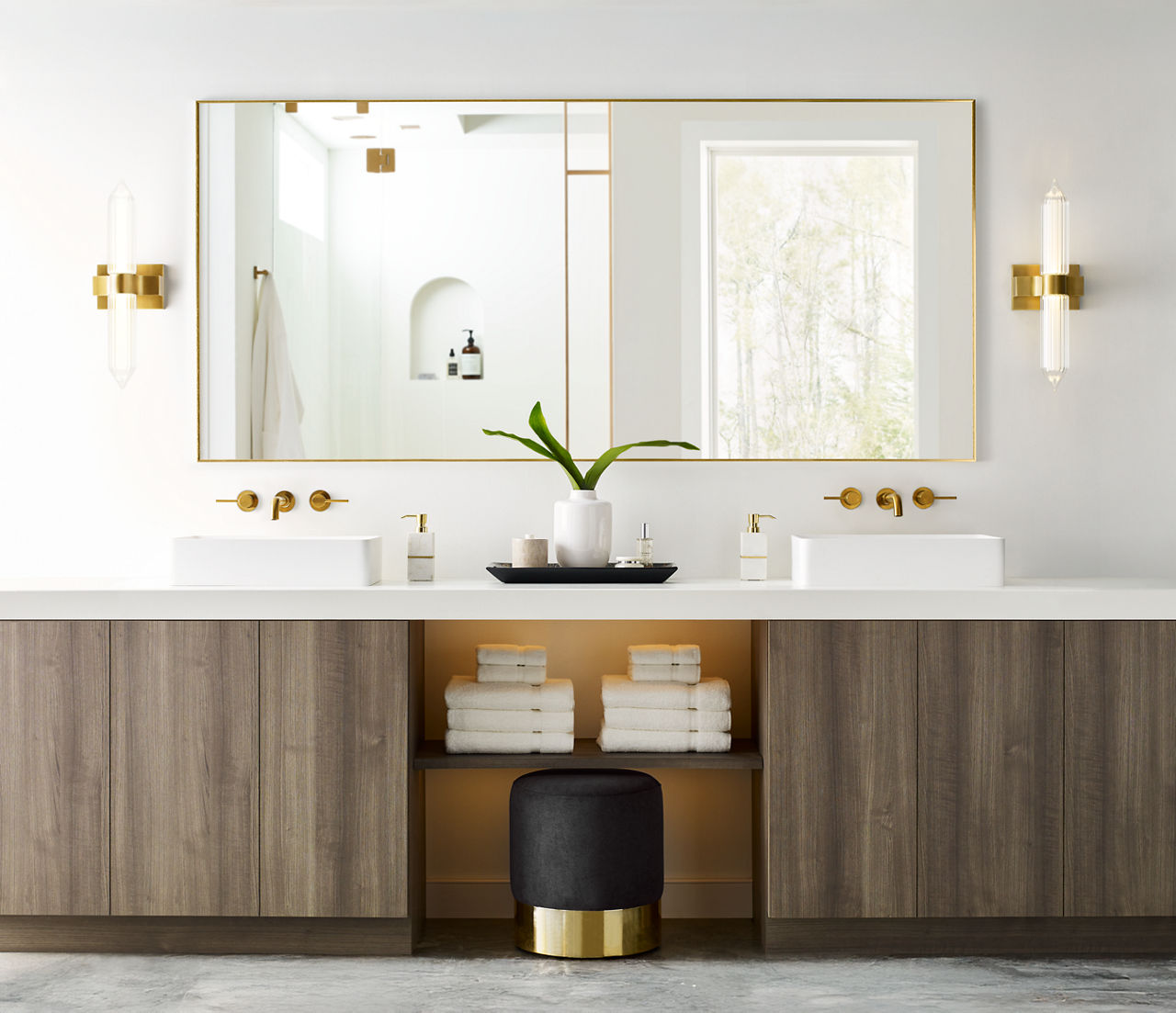 Langston Medium Bath Sconce plated brass 2700K 90 CRI integrated led 90 cri 2700k 120v