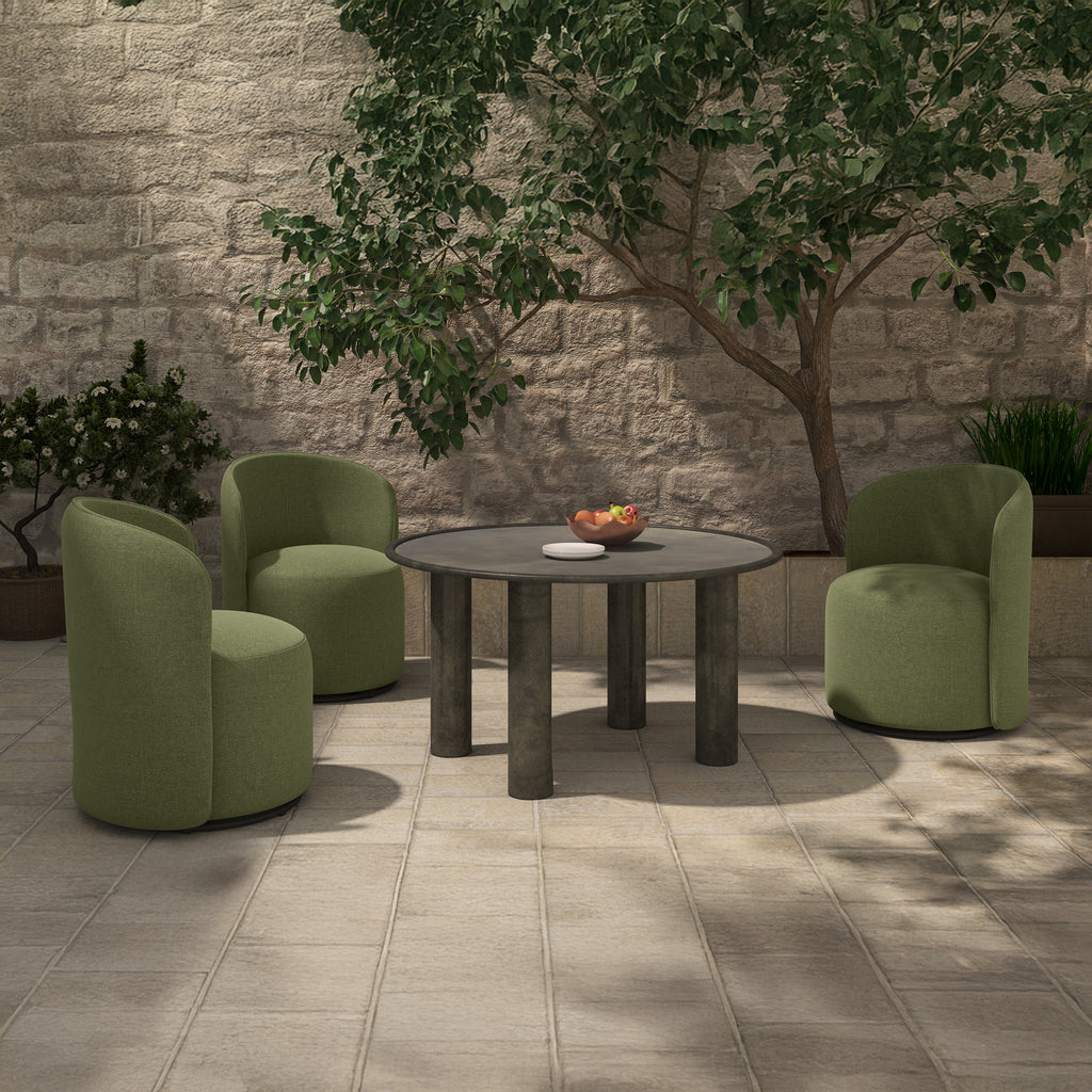 Sylvie Outdoor Swivel Dining Chair Green