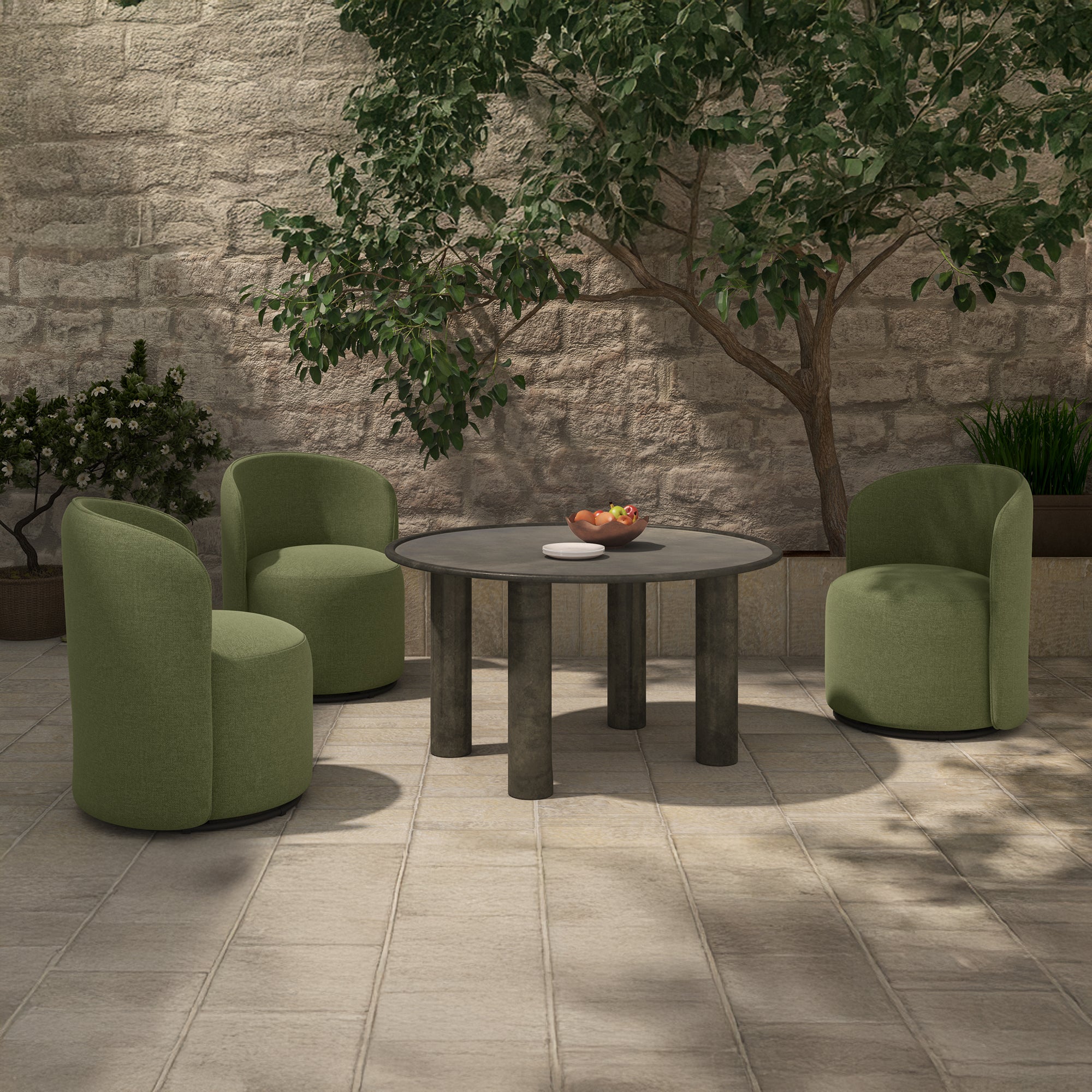 Sylvie Outdoor Swivel Dining Chair Green