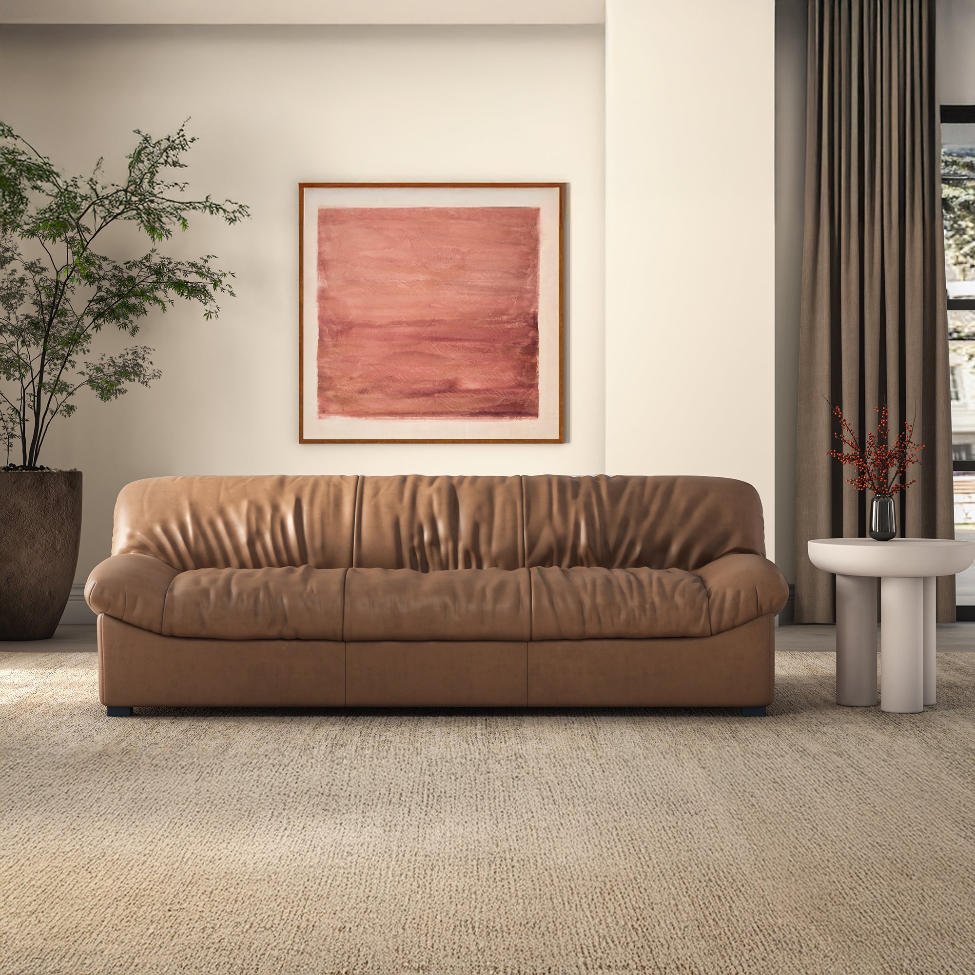 Halston Sofa Tan Leather