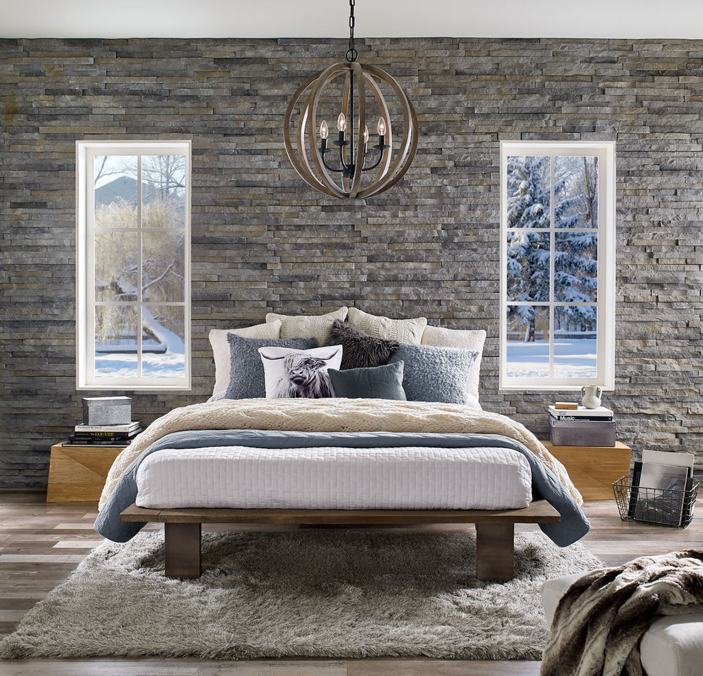 Allier Large Pendant Weathered Oak Wood / Antique Forged Iron