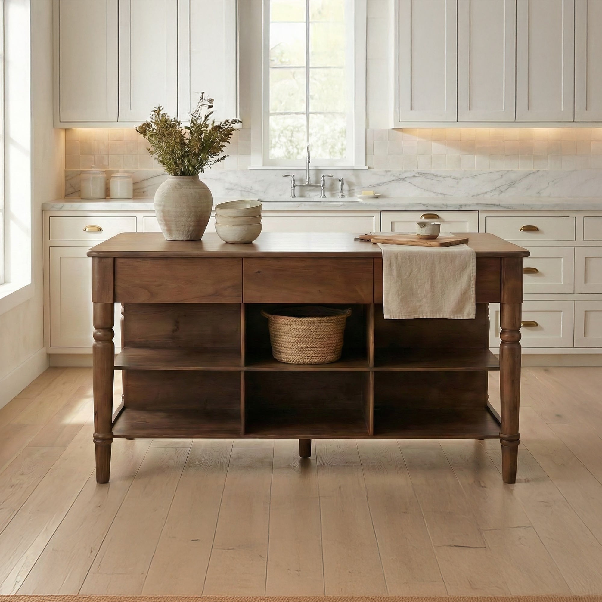 Russet Kitchen Island Brown