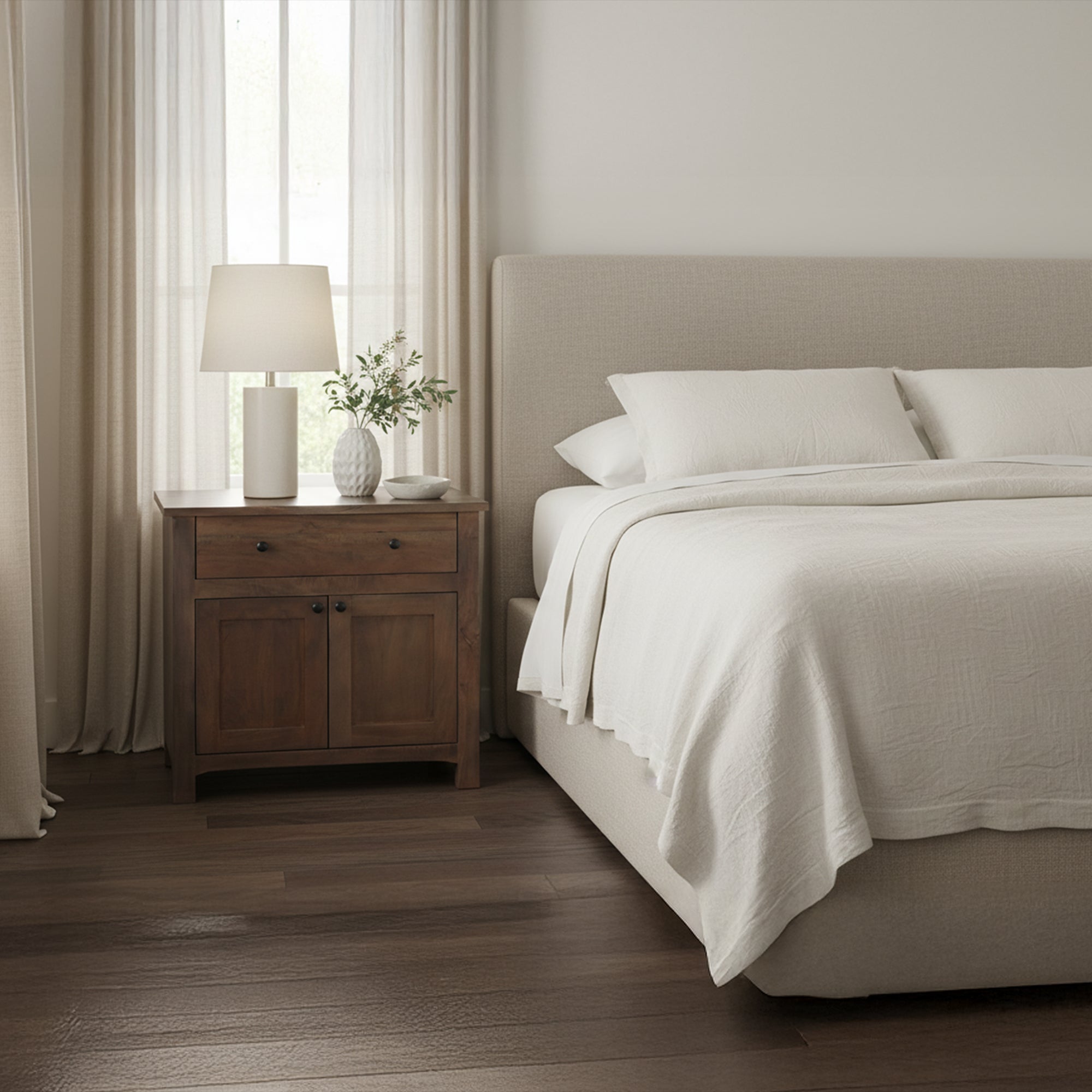 Gene Charging Nightstand Dark Brown