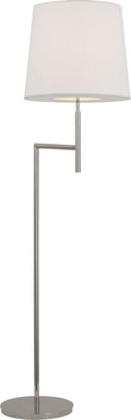 Clarion Bridge Arm Floor Lamp | Polished Nickel | Linen Shade