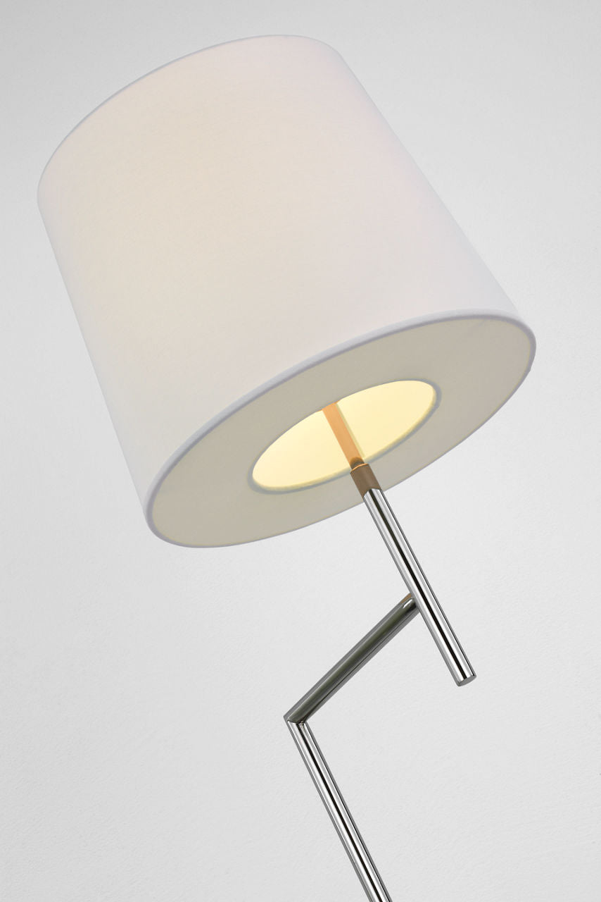 Clarion Bridge Arm Floor Lamp | Polished Nickel | Linen Shade