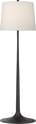 Oscar Large Sculpted Floor Lamp | Aged Iron | Linen Shade