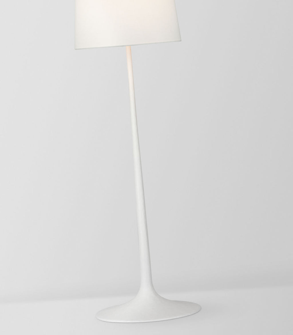 Oscar Large Sculpted Floor Lamp | Plaster White | Linen Shade
