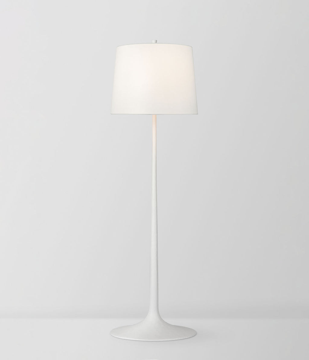 Oscar Large Sculpted Floor Lamp | Plaster White | Linen Shade