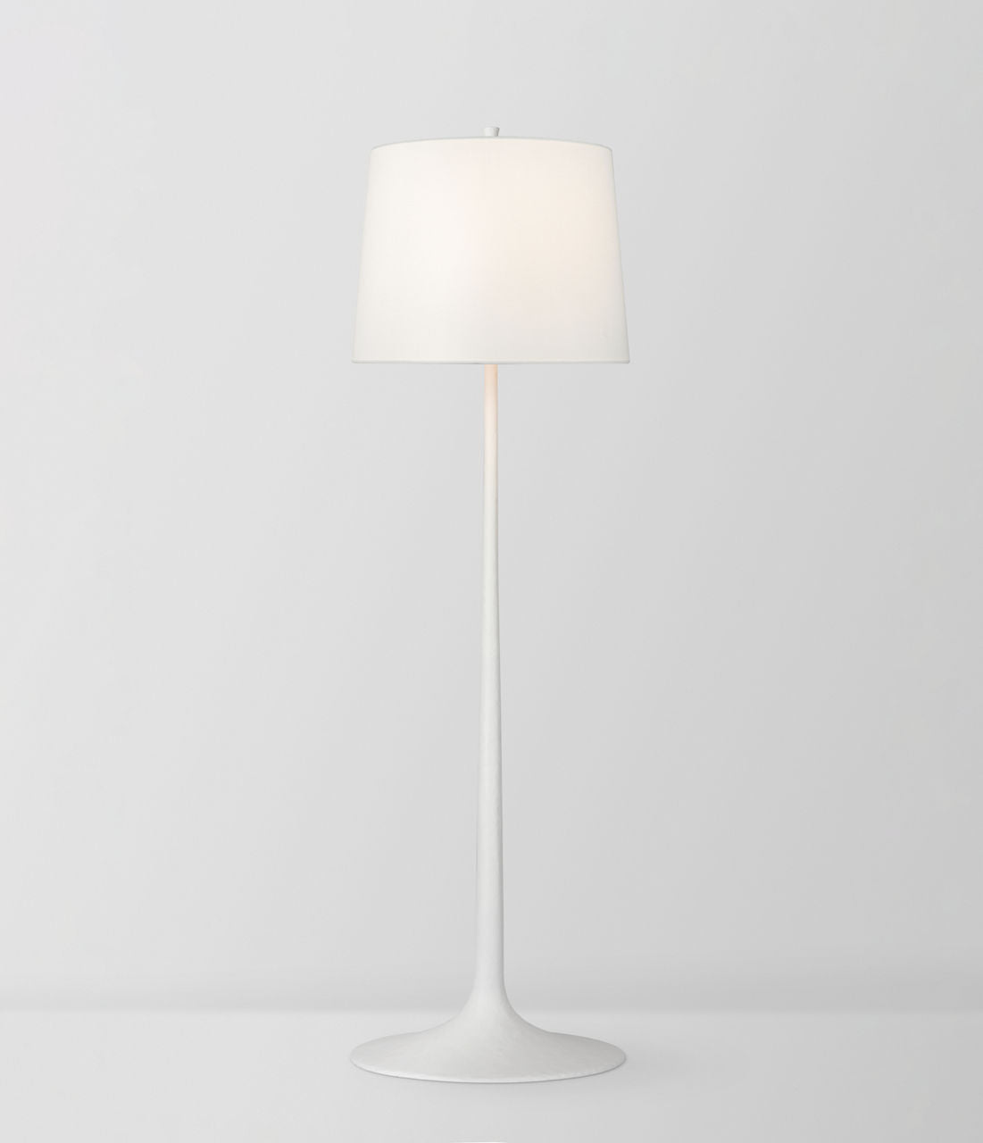 Oscar Large Sculpted Floor Lamp | Plaster White | Linen Shade
