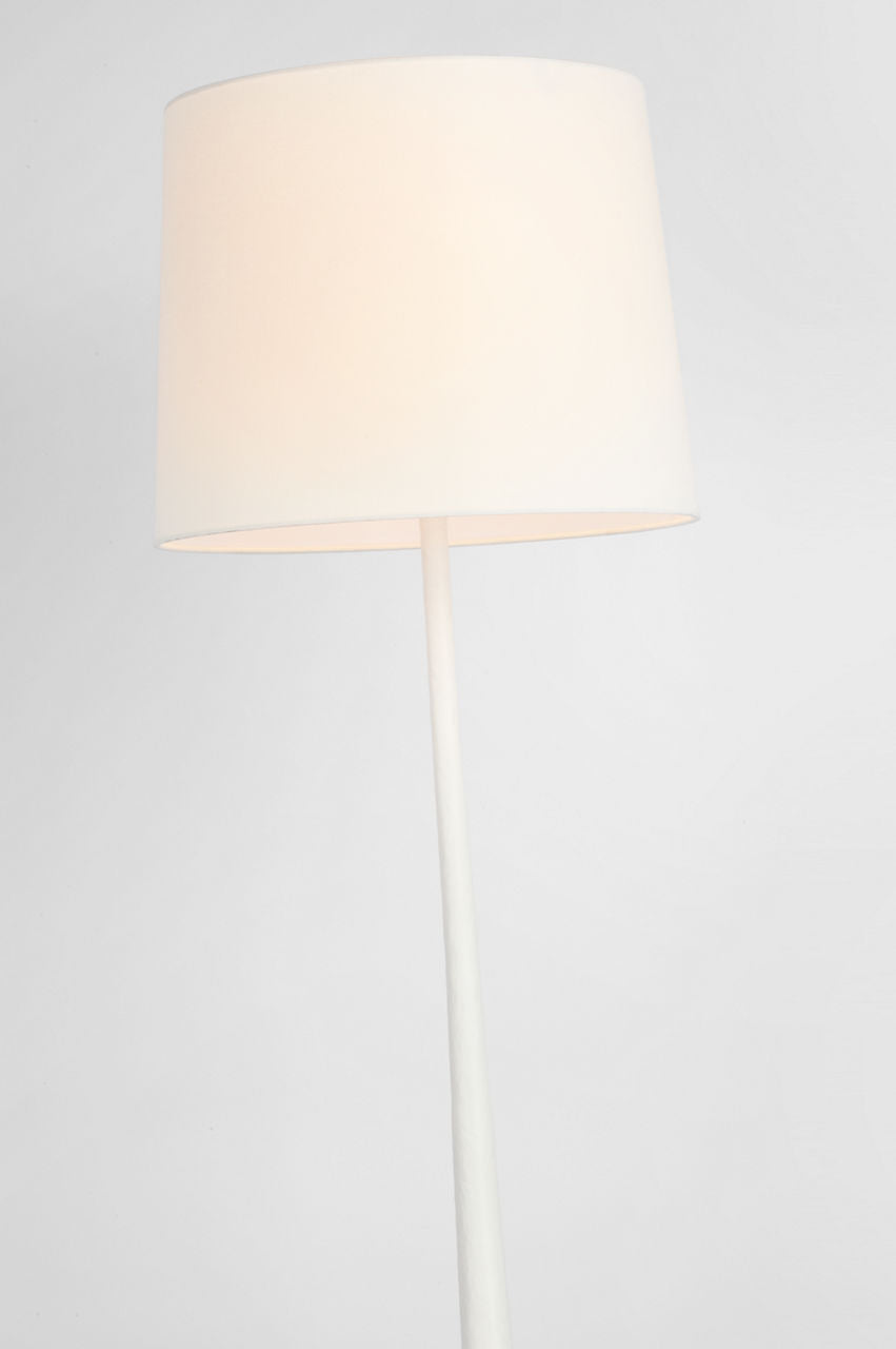 Oscar Large Sculpted Floor Lamp | Plaster White | Linen Shade