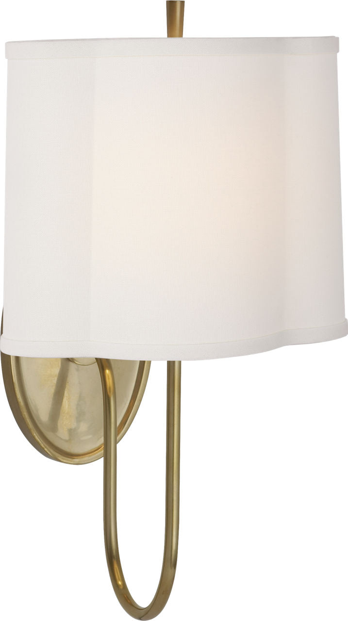 Simple Scallop Wall Sconce | Soft Brass | Linen Shade