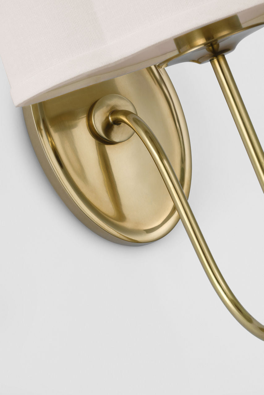 Simple Scallop Wall Sconce | Soft Brass | Linen Shade