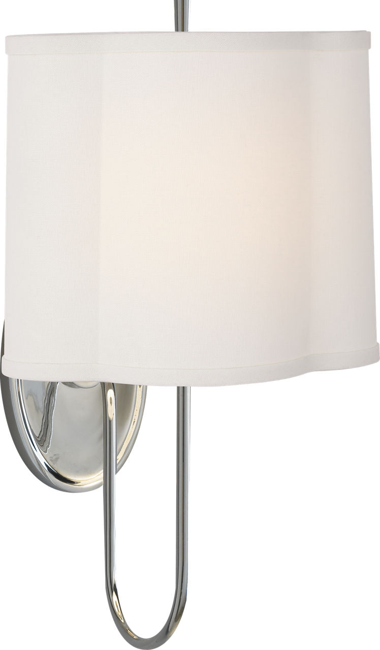 Simple Scallop Wall Sconce | Soft Silver | Linen Shade