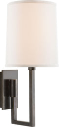 Aspect Library Sconce | Bronze | Ivory Linen Shade