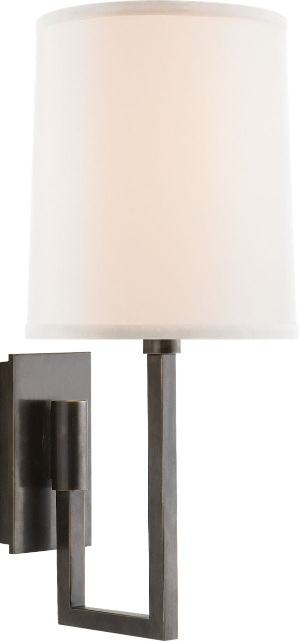 Aspect Library Sconce | Bronze | Ivory Linen Shade