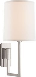 Aspect Library Sconce | Polished Nickel | Ivory Linen Shade