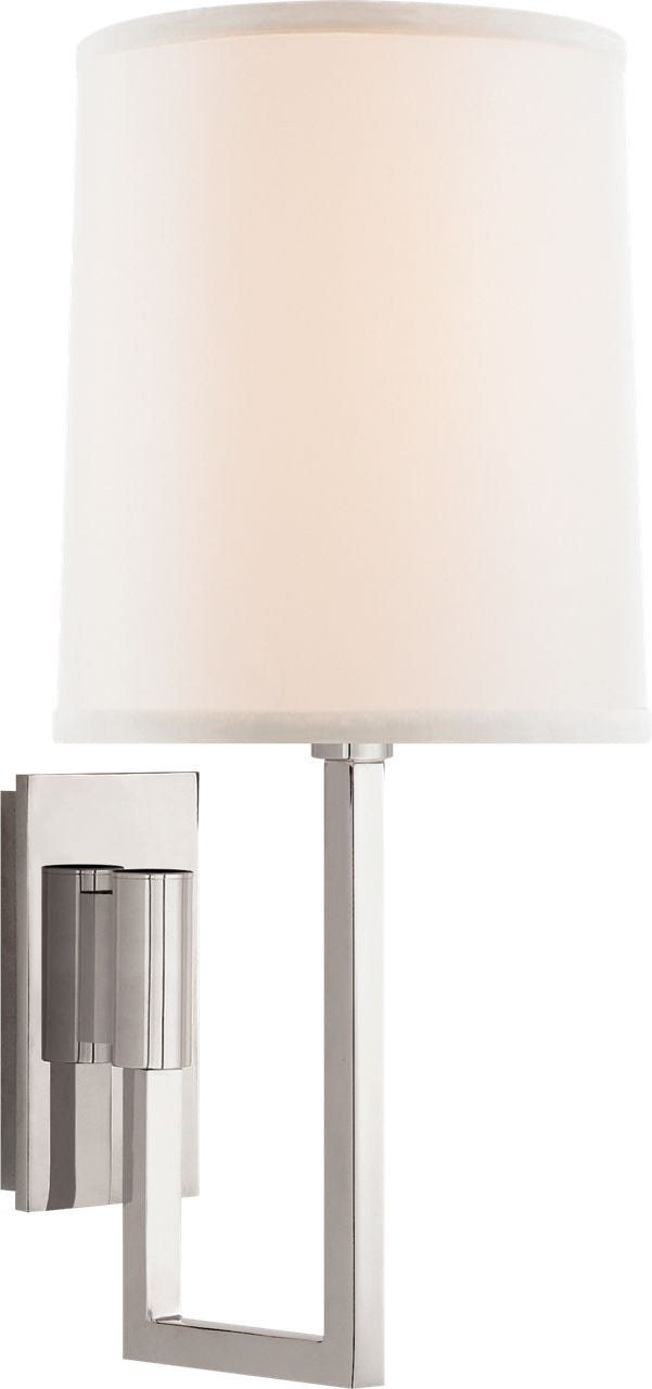 Aspect Library Sconce | Polished Nickel | Ivory Linen Shade