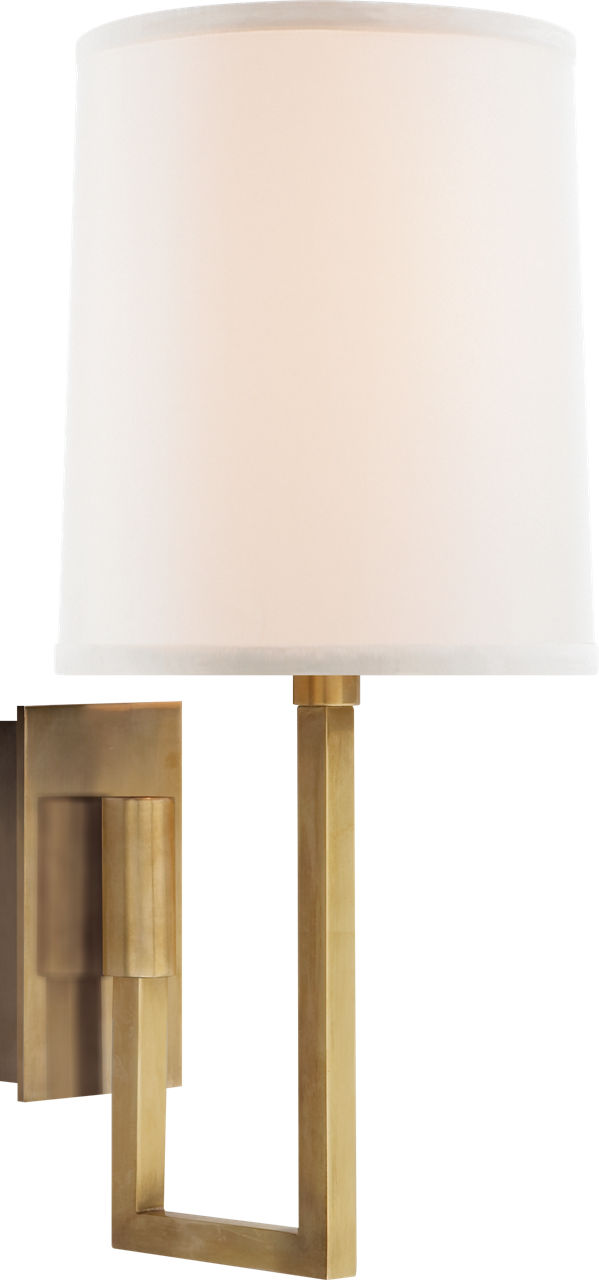 Aspect Library Sconce | Soft Brass | Ivory Linen Shade