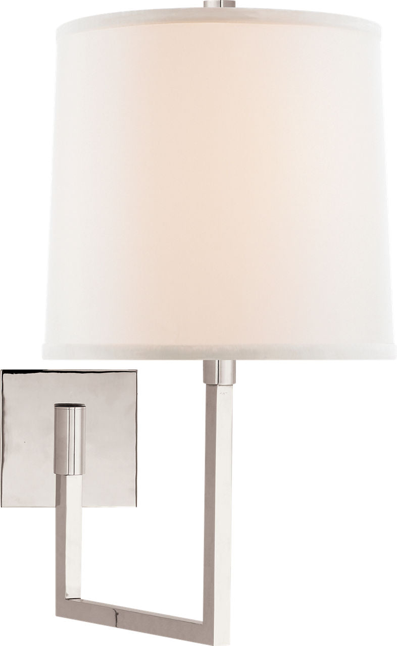 Aspect Large Articulating Sconce | Polished Nickel | Ivory Linen Shade