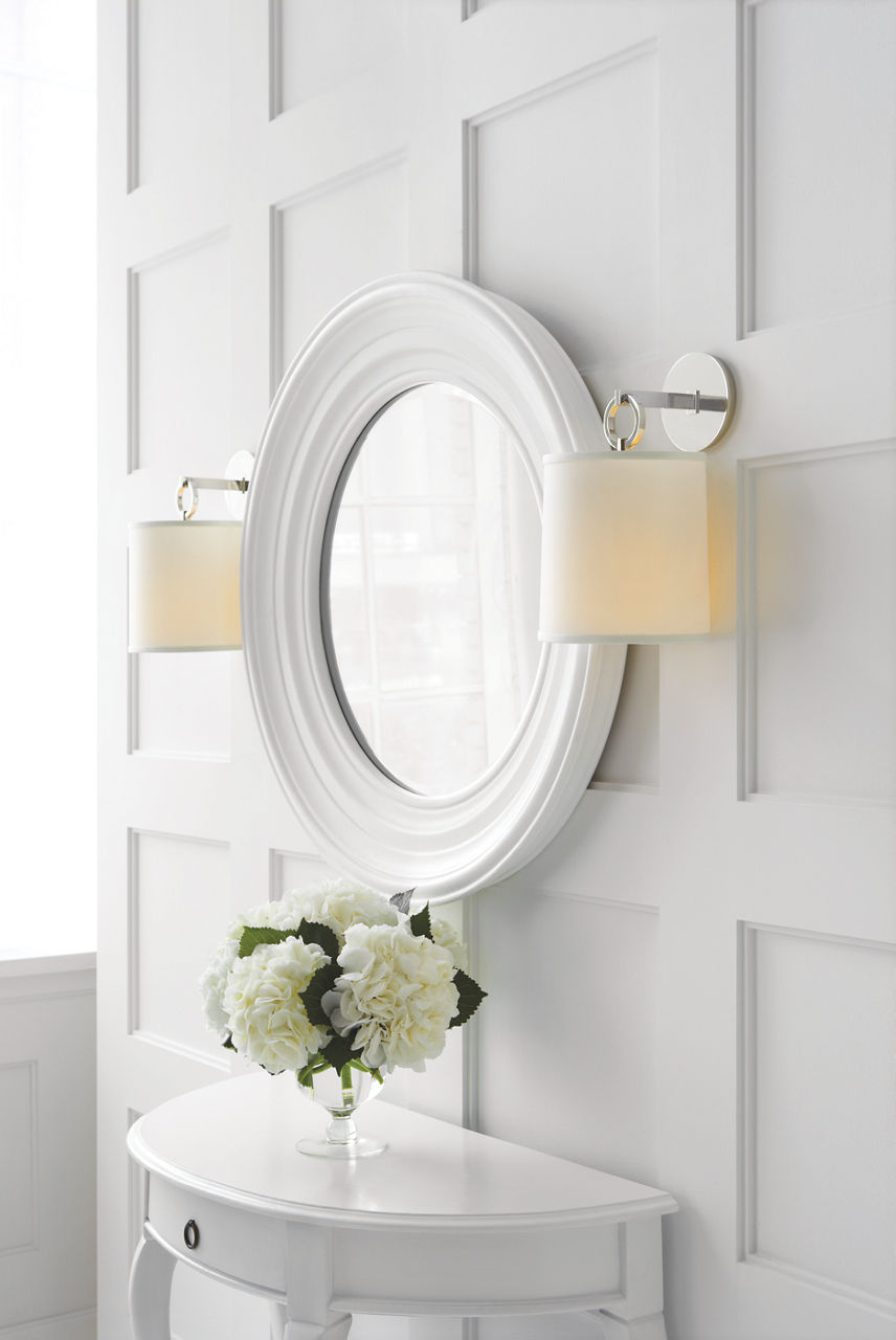 French Cuff Sconce | Polished Nickel | Silk Shade