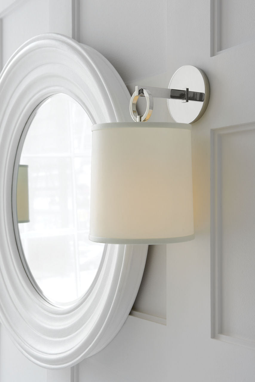 French Cuff Sconce | Polished Nickel | Silk Shade