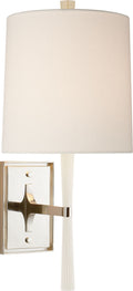 Refined Rib Sconce | China White and Polished Nickel | Linen Shade