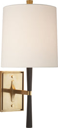 Refined Rib Sconce | Ebony Resin and Soft Brass | Linen Shade