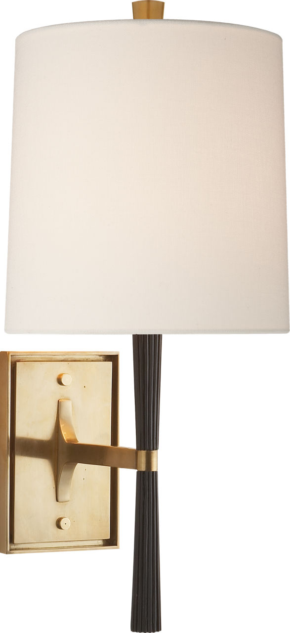 Refined Rib Sconce | Ebony Resin and Soft Brass | Linen Shade