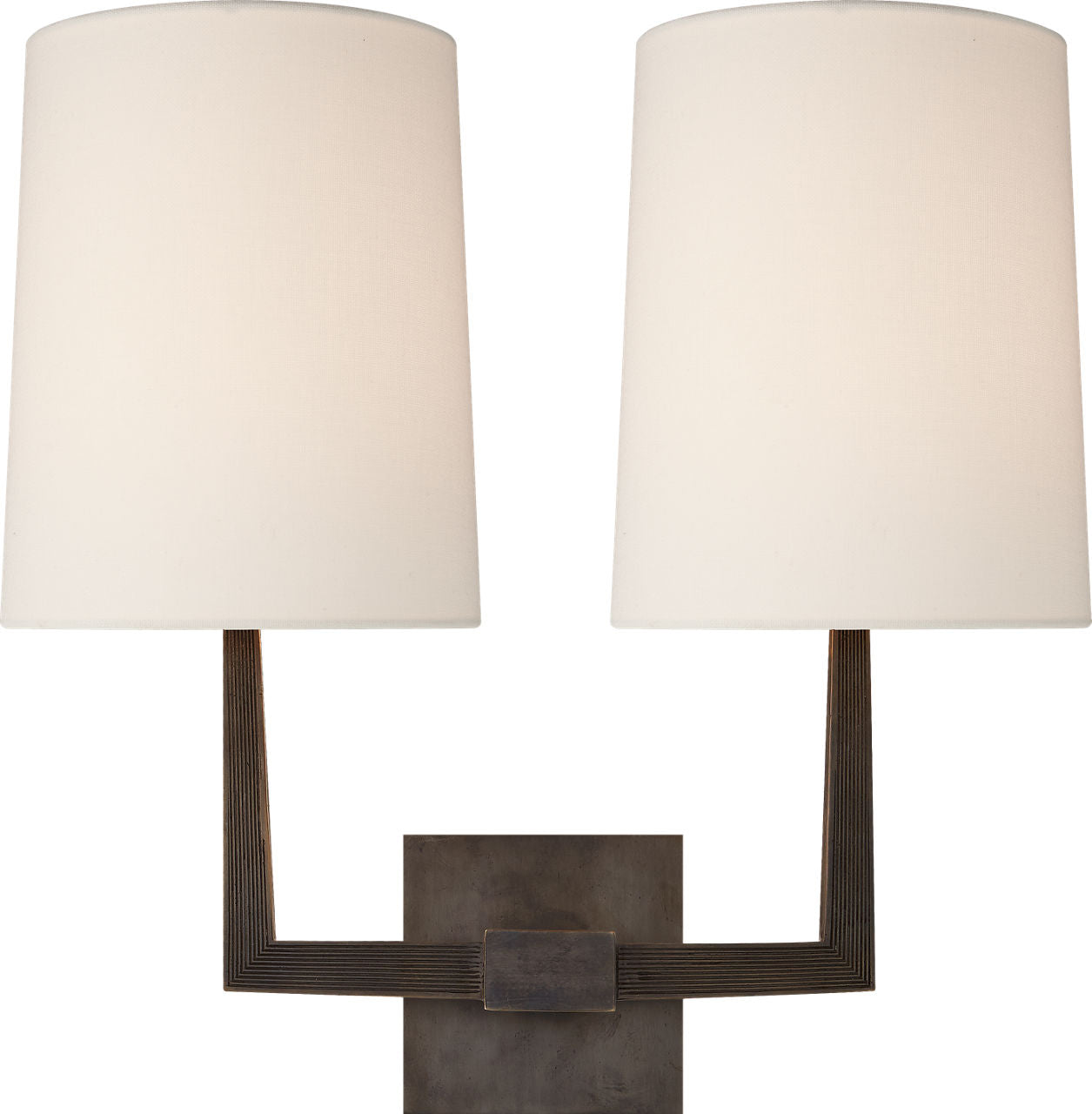 Ojai Large Double Sconce | Bronze | Linen Shade