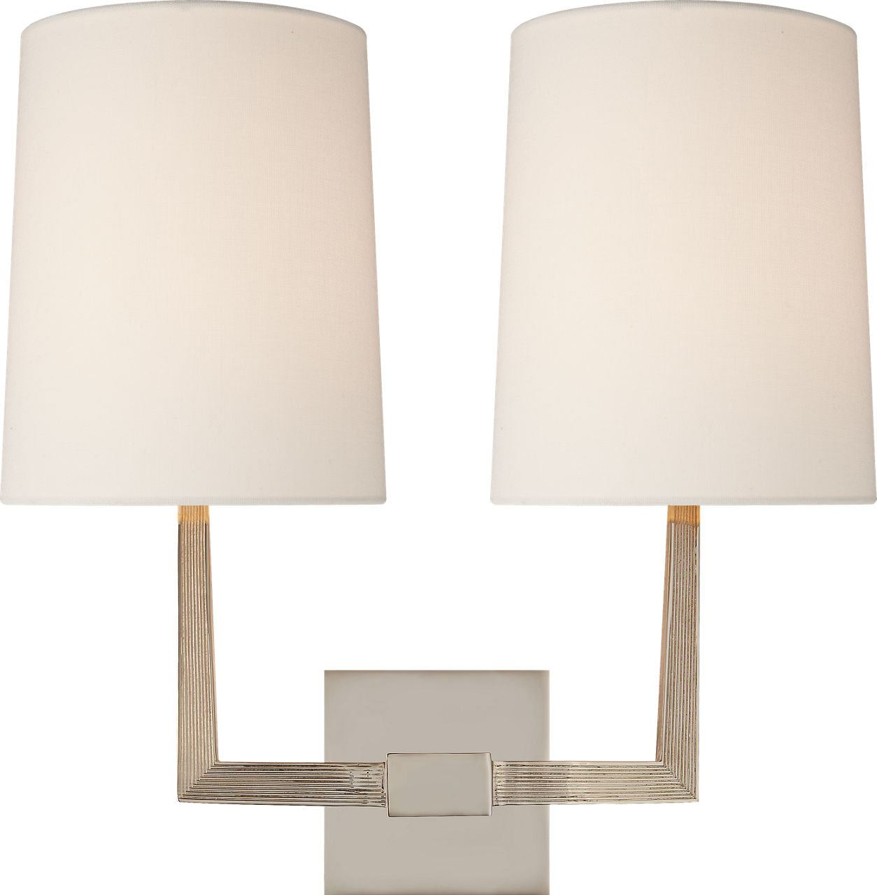 Ojai Large Double Sconce | Polished Nickel | Linen Shade