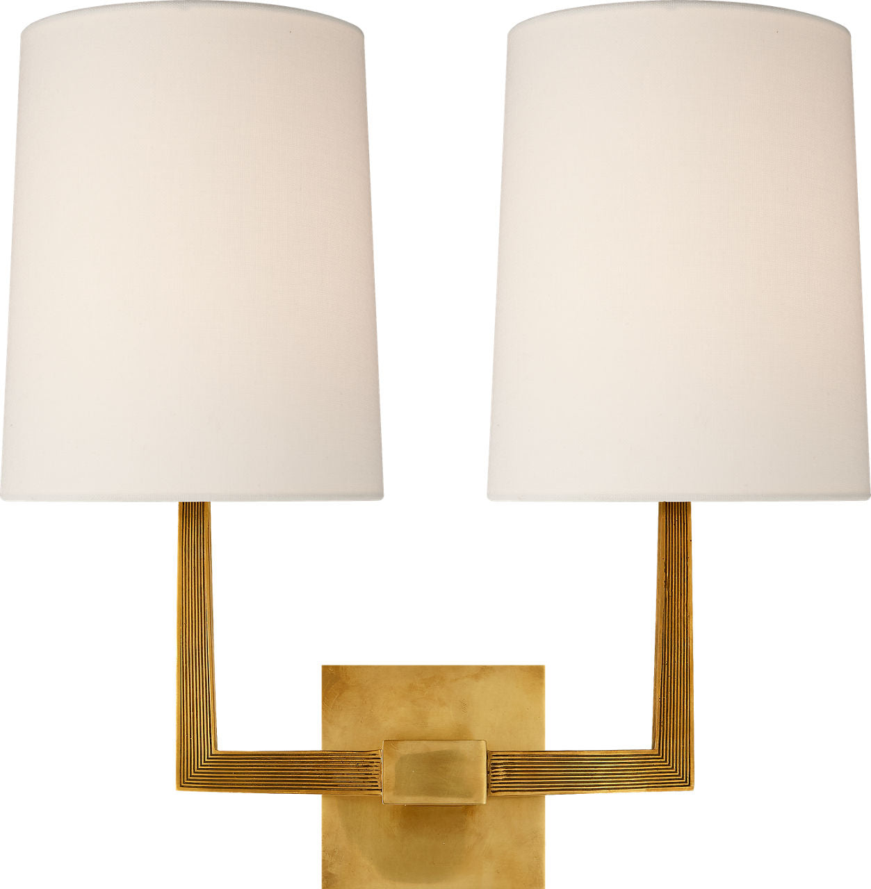 Ojai Large Double Sconce | Soft Brass | Linen Shade