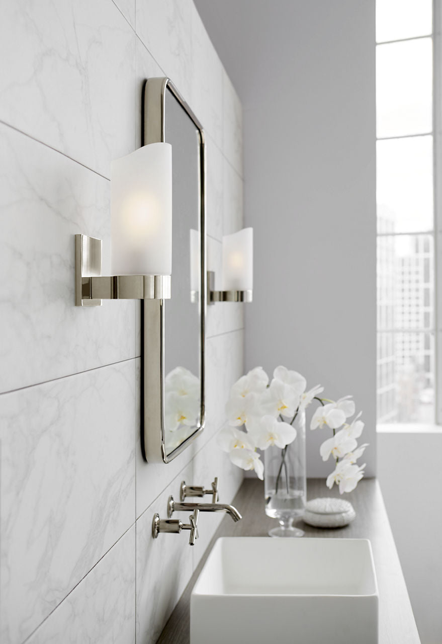 Urbane Sconce | Polished Nickel | Frosted Glass