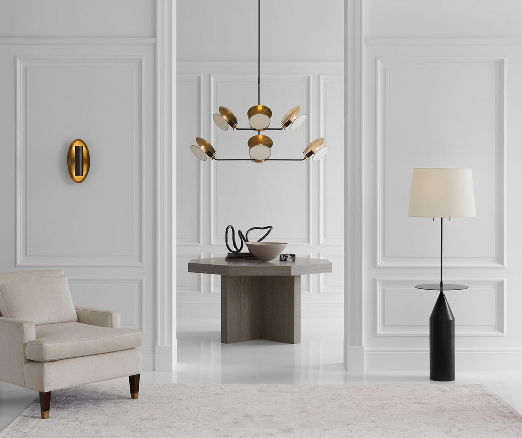 Zephyr Large Floor Light | Aged Iron | Linen Shade