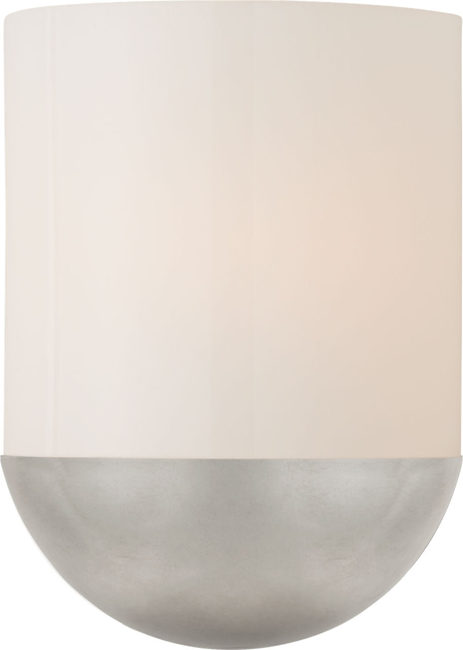 Crescent Small Sconce | Burnished Silver Leaf | White Glass